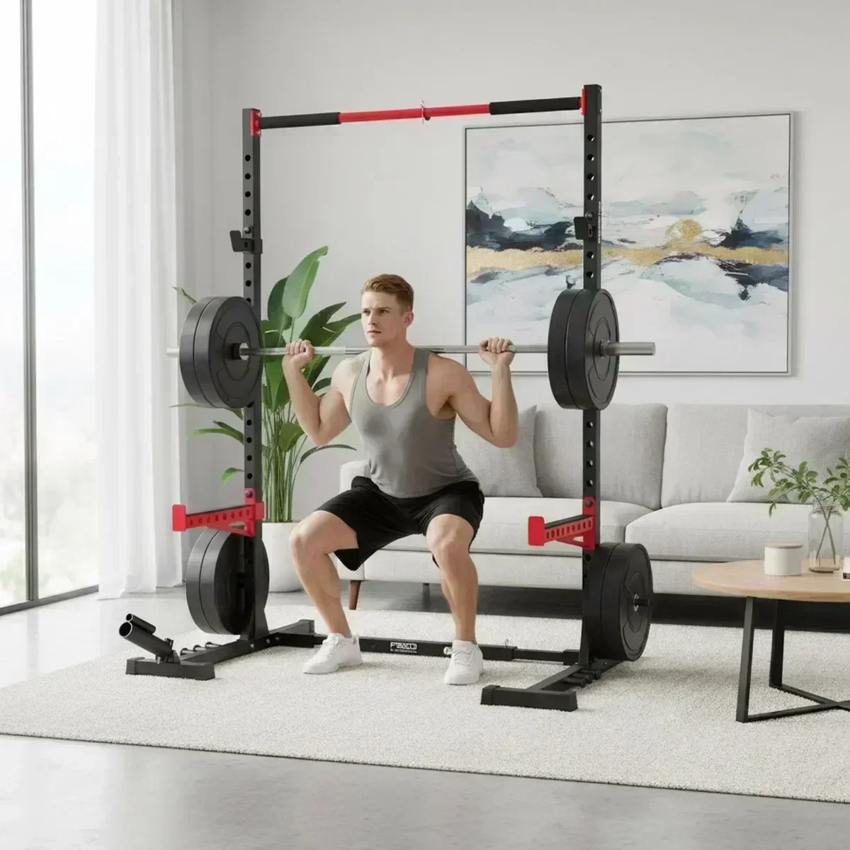 Pull Up Bar - Support de Squat Réglable pour Salle