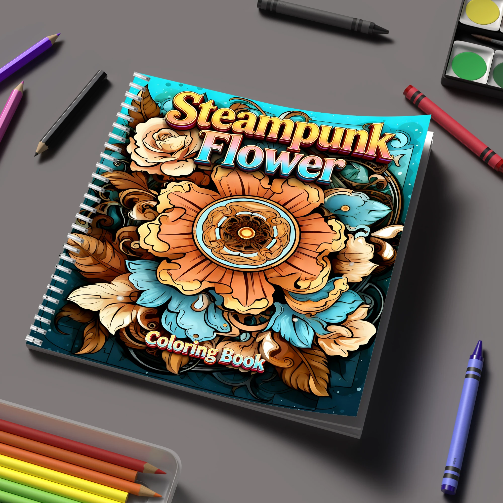 Chalk Bag - Livre de coloriage Steampunk Flowers pour